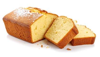 Delicious loaf cake with a dusting of powdered sugar perfect for tea time