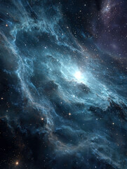 Fototapeta premium Swirling Blue and Gold Nebula with Stars