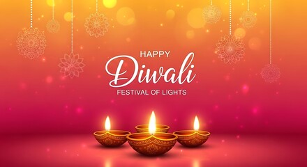 Celebrate the Brilliance A Heartfelt Diwali Greeting with Glowing Diyas and Festive Light Ornaments for a Joyous