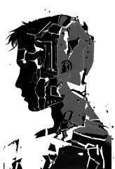 Black silhouette of a person on white background.