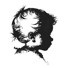 Black silhouette of a children on white background.