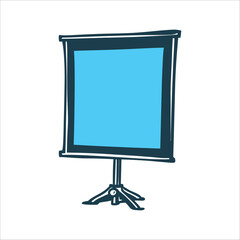 Cartoon Presentation Screen with Stand Illustration Green Screen A blank screen with a stand