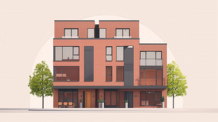 Fototapeta premium Elegant Brick Townhouse Architectural Design