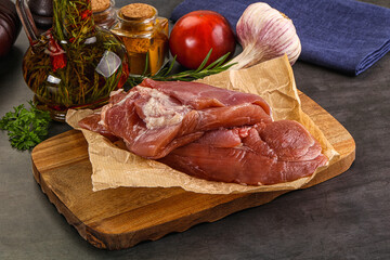 Raw uncooked turkey thigh fillet