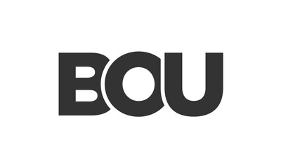 BOU logo design template with strong and modern bold text. Initial based vector logotype featuring simple and minimal typography. Trendy company identity.