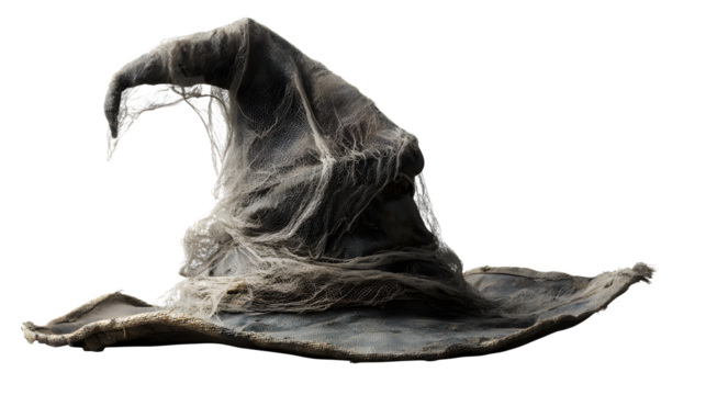 Worn Witch's Hat, isolated on transparent background