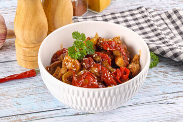 Pork with oyster sauce and vegetables
