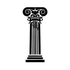 Obraz premium Black silhouette of a pillar on white background.