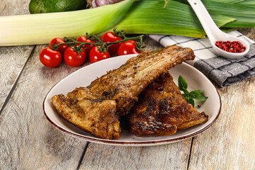 Tasty roasted pork ribs with spices
