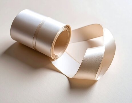 Cream ribbon roll on light surface