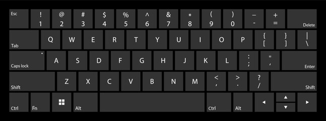Keyboard with black and dark gray keys - design for a vector editable keypad