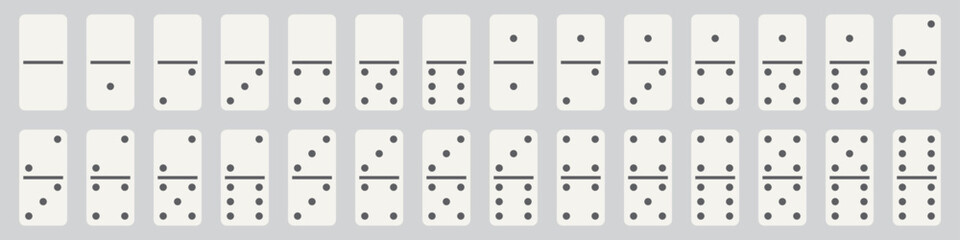 Domino full set - Dominoes bones vector illustration - 28 pieces for game graphic element