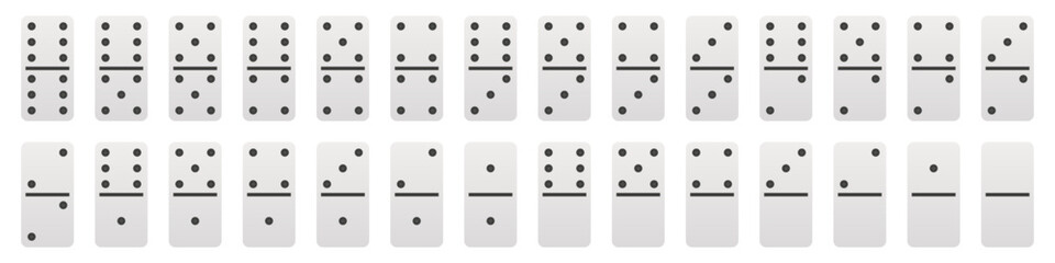 Domino full set - Dominoes bones vector illustration - 28 pieces for game graphic element