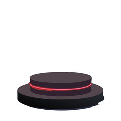 Dark Circular Product Display Podium with Neon Red Light