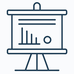 Vector art of presentation board with chart icon isolated on white background