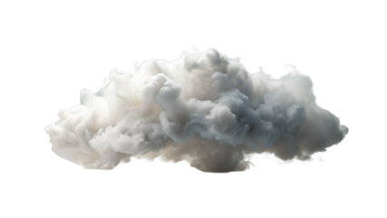 A single fluffy white cloud isolated on transparent background