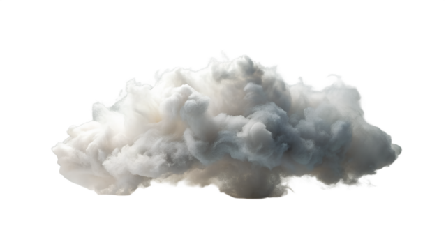 A single fluffy white cloud isolated on transparent background