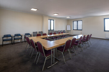 Interior of a conference room in a modern hotel