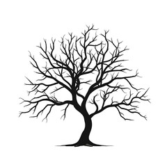 Obraz premium Black silhouette of tree on white background.
