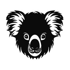 Fototapeta premium Black silhouette of a koala, panda on white background.