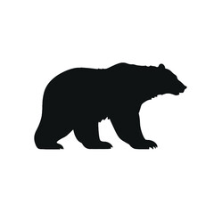 Fototapeta premium Black silhouette, tattoo of a bear on white background. Vector.