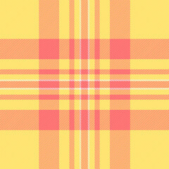 Vibrant yellow and coral plaid pattern.  Perfect for textile design, website backgrounds, or fashion projects. This cheerful, seamless texture evokes feelings of warmth and optimism.