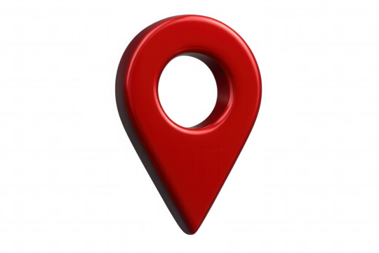 Location pin icon floating, symbolizing global positioning, travel, navigation against transparent backdrop