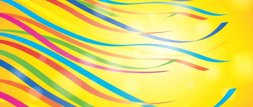 colorful maypole ribbons in sunny sky illustrated animation