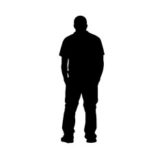 Black silhouette, tattoo of a man backwards on white isolated background. Vector.