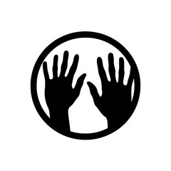 Fototapeta premium Black silhouette, tattoo of a hands in a circle on white isolated background. Vector.