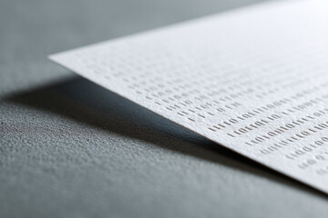 Minimalist shot of binary code on textured paper. Abstract data concept. Ideal for technology, finance, or innovation visuals. Clean and modern design.