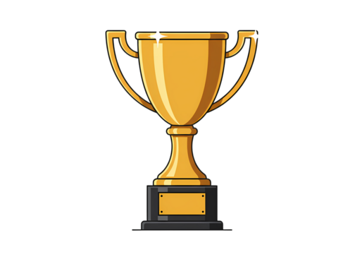Golden Trophy Award on Black Background on transparent background - Powered by Adobe