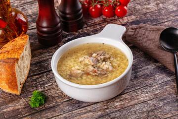 Dietary chicken soup with noodles