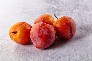 Ripe sweet juicy fresh purple plums
