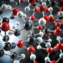 Obraz premium intriguing molecular structure red black white atom