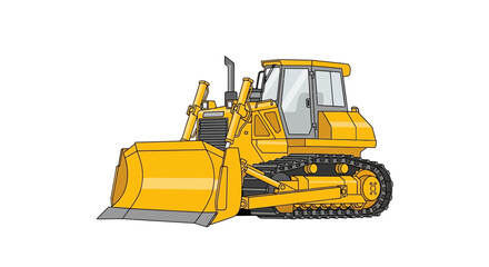 Detailed illustration of a yellow bulldozer, powerful heavy equipment for construction and earthmoving projects.