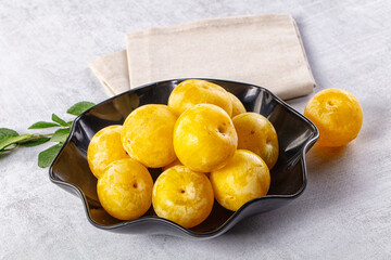 Ripe sweet fresh yellow plum