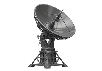 A Monochrome View of a Satellite Dish Antenna on transparent background