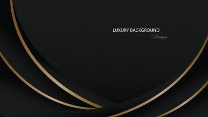 Black luxury background vector design. Black background with curved line design. Suit for banner, backdrop, business card, invitation, presentation, certificate template, brochure, award, etc