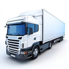 White semi-truck, angled view, against white background