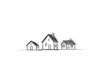 Hand-drawn houses silhouette, evoking warmth and a sense of belonging
