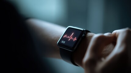 Heart Rate Monitoring on Smartwatch Displaying Vital Health Data