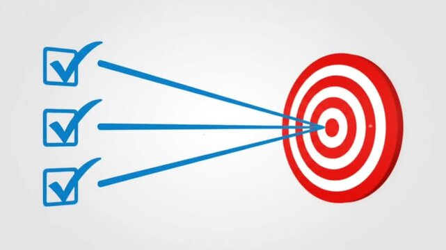 Three blue square boxes aligned vertically on a white background on hit the target