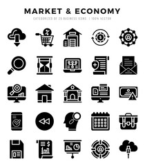 Market & Economy. Glyph icons Pack. vector illustration.