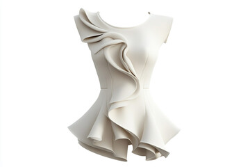 Elegant white dress with flowing ruffles, perfect for stylish modern fashion