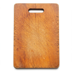 Detailed Wood Cutting Board: Knife Marks and Wear, Isolated on White. 8K.