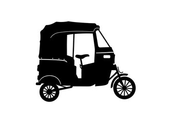 Fototapeta premium Auto Rickshaw Silhouette Illustration | Vector Transport for Travel, Transportation, and Design Elements