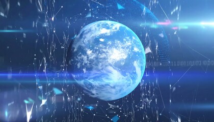 Earth surrounded by digital network