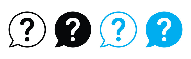 question mark icon set. help speech bubble sign . problem , chat question . vector illustration .