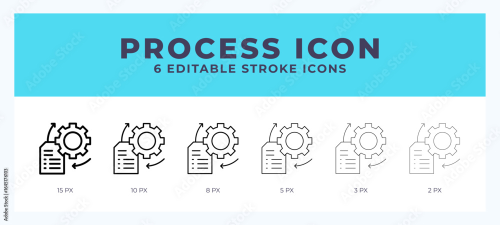 Wall mural process icon set with different stroke. vector illustration with editable stroke.